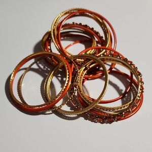 Bollywood Indian Gold Orange Bangle Bracelet Set